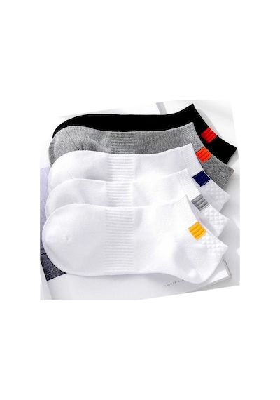 Bgk Unisex 5'li Spor Patik Çorap Yıkanmış Şeffaf Beyaz - Gri - Siyah