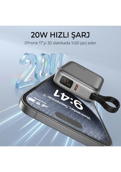Bix Pb119 10000mah 20w Cep Boyu Dijital Göstergeli Mini Powerbank Taşınabilir Hızlı Şarj Cihazı Turuncu