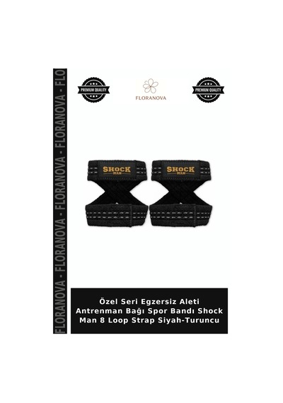 Özel Seri Egzersiz Aleti Antrenman Bağı Spor Bandı Shock Man 8 Loop Strap Siyah-turuncu