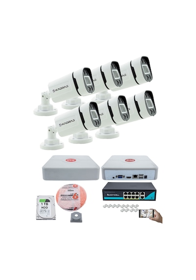 6'lı Güvenlik Ip Kamera Seti - 4mp Dış Mekan Kdj-6s-4w-p-ıp-v0