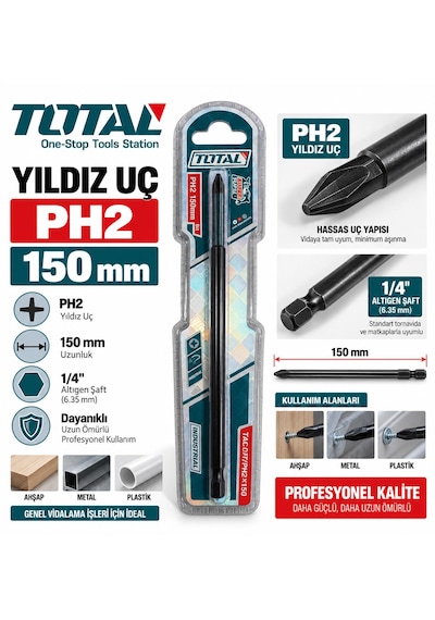 Total Ph2 150mm Darbeli Yıldız Uç
