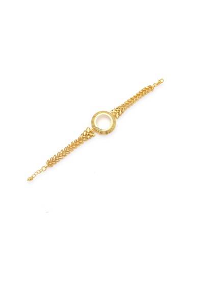 Altın Kaplama İmitasyon Çiçek Desenli Yarım Çerçeveli Bileklik Blk-1198 Altın