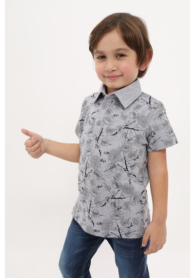 Toontoy Kids Toontoy Erkek Çocuk Desenli Tişört Gri Melanj