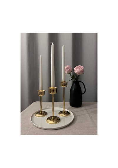 Gold Rengi Bloom 3'lü Şamdan & Mumluk Seti Altın - 820385533 Altın