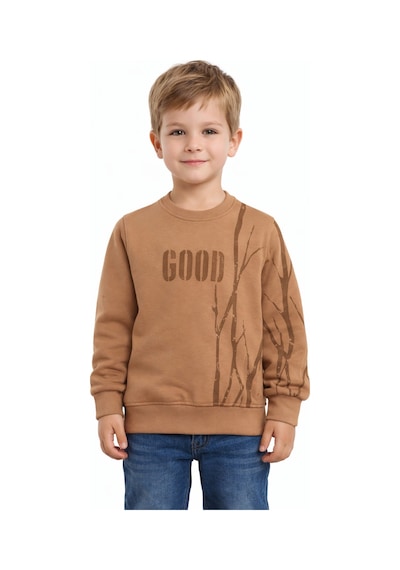 Baglan Erkek Çocuk Önü Arkası Baskılı Sweatshirt Bgl-st05240 Camel