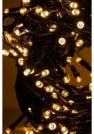 Led Işık -siyah Kablolu Günışığı - 10 Mt - Fonksiyonlu - Dekoratif , Teras,salon Süsleme,yılbaşı Süs Sarı
