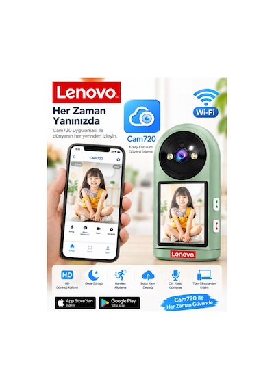 Lenovo C17c 3mp Hd Wifi Kamera Ekranlı Görüntülü Konuşma - Otomatik Takip Akıllı Bebek Kamerası Diğer