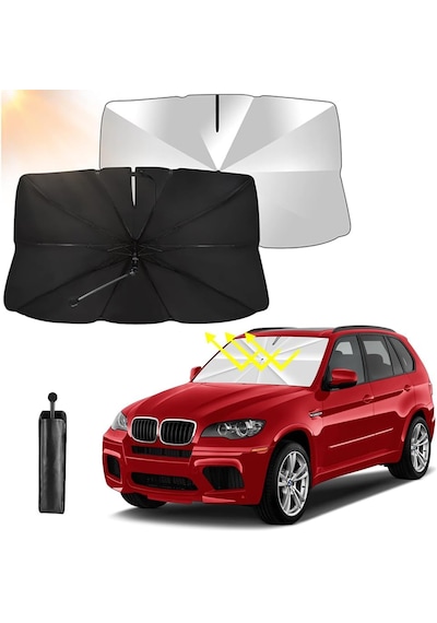360 Derece Dönebilen Saplı Ve Yırtmaçlı Büyük Boy Araba Şemsiyesi 140x126x80 Cm