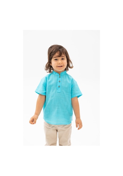 Eliş Şile Bezi Kısa Kol Şile Bezi Bodrum Erkek Çocuk Tshirt Açık Turkuaz 3075