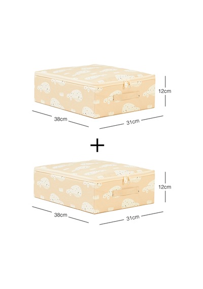 Ocean Home Textile 2'li Çocuk Odası Sevimli Balina Destekli Kutu Hurç Set 31 X 38 X 12 Cm Bej