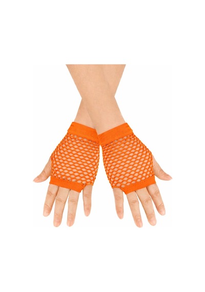 80 Ler - 657 - 90 Lar Retro Neon Turuncu File Parmaksız Kısa Eldiven - Shopgpt - 11 Cm