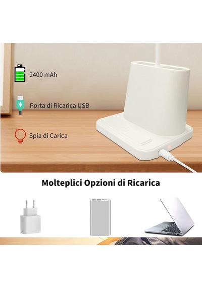 20 Led Çalışma Okuma Işığı 3 Kademeli Şarjlı Masa Lambası Ayarlanabilir Parlaklık Diğer