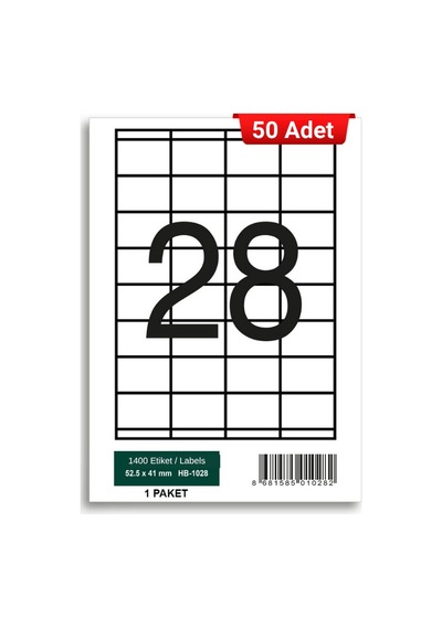 Herboy Hb-1028 52,5 X 41 Mm A4 Laser Etiket 50 Adet