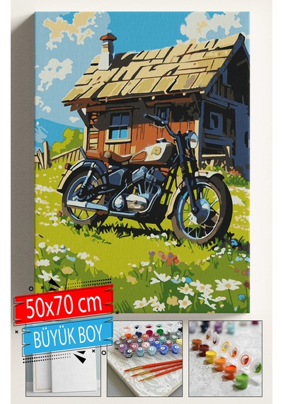 Sayılarla Boyama Seti Numaralı Tuval Fırça Boya Dahil Kasnaklı Set 50x70 Cm - Motor1a