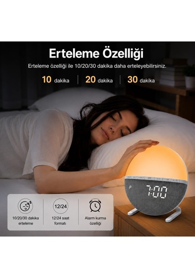 Adornist Gün Doğumu Simülasyonlu Alarmlı Saat Uyandırma Lambası Ve Gece Lambası, 10 Işık Seviyesi, Tek Sesli Alarm, Tek Tuşla Erteleme, 12/24 Saat, Kablolu, Yatak Ve Çocuk Odası Beyaz - Gri Adornist Gün Doğumu Simülasyonlu Alarmlı Saat Uyandırma Lambası Ve Gece Lambası, 10 Işık Seviyesi, Tek Sesli Alarm, Tek Tuşla Erteleme, 12/24 Saat, Kablolu, Yatak Ve Çocuk Odası Beyaz - Gri