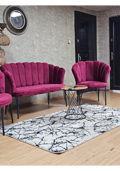 Siyah Boyalı Tel Ayak Papatya Çay Seti Koltuk Takımı , Balkon, S 001