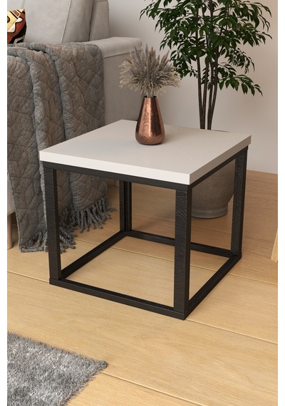 Kare Orta Sehpa 44x44x40,7 Cm 28 Mm Tabla, Masif Ahşap Ayak Gri / Ceviz Gri Gri