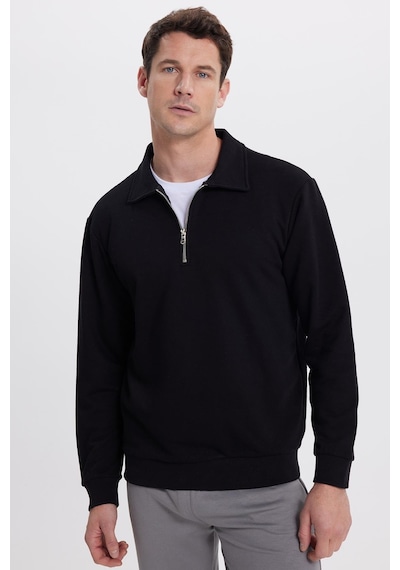 Tudors Erkek Relax Fit Rahat Kesim Pamuklu 3 İplik Fermuarlı Polo Yaka Siyah Sweatshirt-41818 Siyah Tudors Erkek Relax Fit Rahat Kesim Pamuklu 3 İplik Fermuarlı Polo Yaka Siyah Sweatshirt-41818 Siyah
