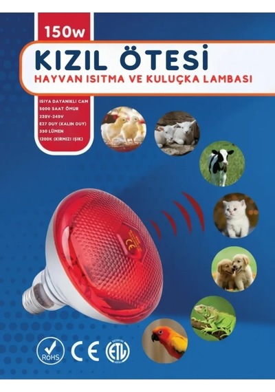 6 Adet 150w Kızılötesi Isıtıcılı Hayvan Isıtma Kuluçka Lambası Kırmızı Işık E27 Kalın Duy