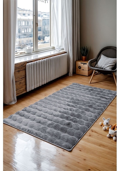 Meltem Tavşan Tüyü Post Peluş Ultra Yumuşak Makinede Yıkanabilir 80x150 Cm Gri