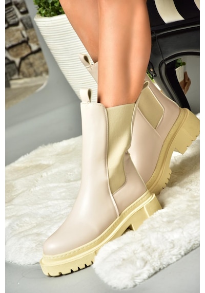 Fox Shoes N280349009 Bej/bej Kalın Tabanlı Günlük Kadın Bot Bej/bej-suni Deri Bej - Bej