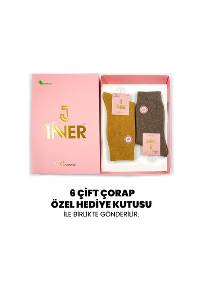 Just Inner Kadın 6 Lı Çorap Kışlık Koyun Yünü Premium Ayak Sağlığı 23600 Renkli-4
