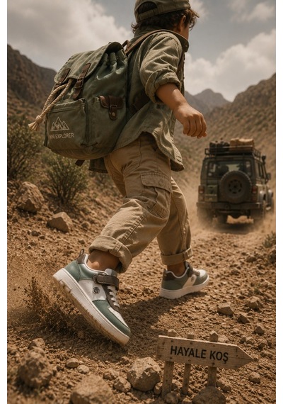 Muggo Snyder Cırtlı Ve Bağcıklı Günlük Çocuk Sneaker Spor Ayakkabı Yeşil