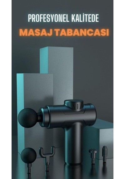 Şarjlı Masaj Tabancası, 4 Başlıklı Masaj Aleti Tp-1030 - Pembe