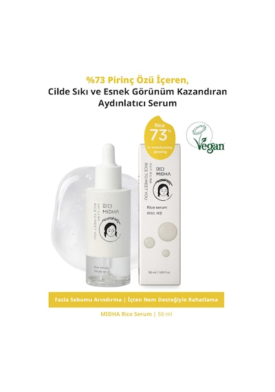 Midha %73 Pirinç Özü İçeren Sıkılaştırıcı ve Aydınlatıcı Serum 50 ML