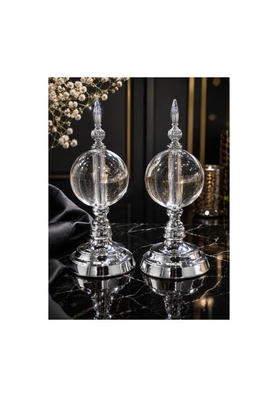 Sleep Nova Silver Crystal Cam Küre Dekoratif Obje Seti