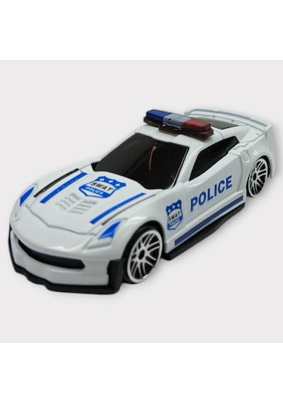 Metal Mini Polis Arabası 8 Cm - Polis - 1 Lisinya Beyaz