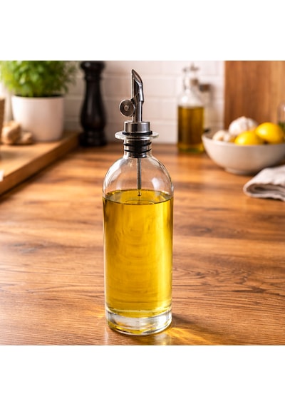 Porsima 3890-1 Gümüş Sızdırmaz Kapaklı Cam Yağlık Sirkelik Yağdanlık 500 Ml Şefaf