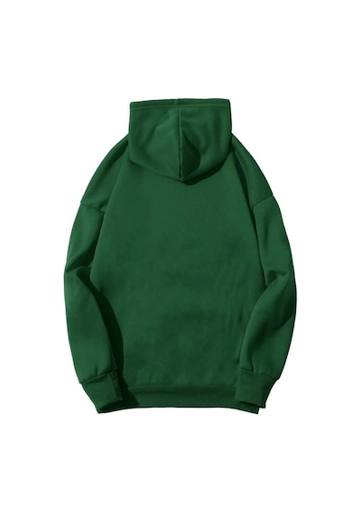 New York Sweatshirt - Yeşil Baskılı Oversize Kapüşonlu Yeşil