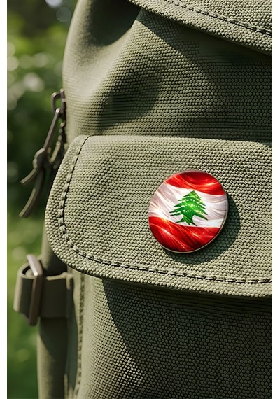 Lübnan Lebanon Abstract Ülke Bayraklı Buton Rozet - 44 MM 5 Adet Çok Renkli