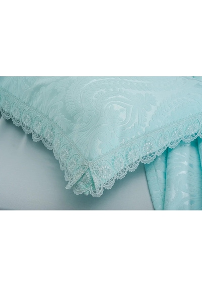 Tulip Polyester Pamuk Şönil Su Yeşili Yatak Örtüsü Çift Kiş. 3 Prç. 696 Mint Yeşili
