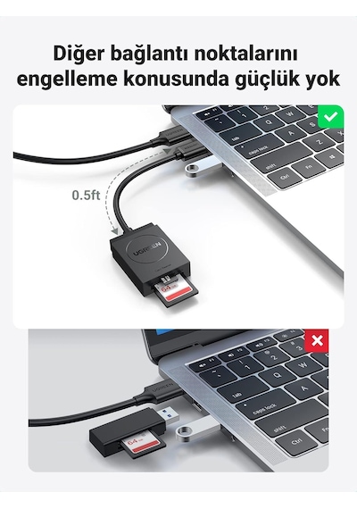 Usb 3.0 Tf Sd Kart Okuyucu, Siyah