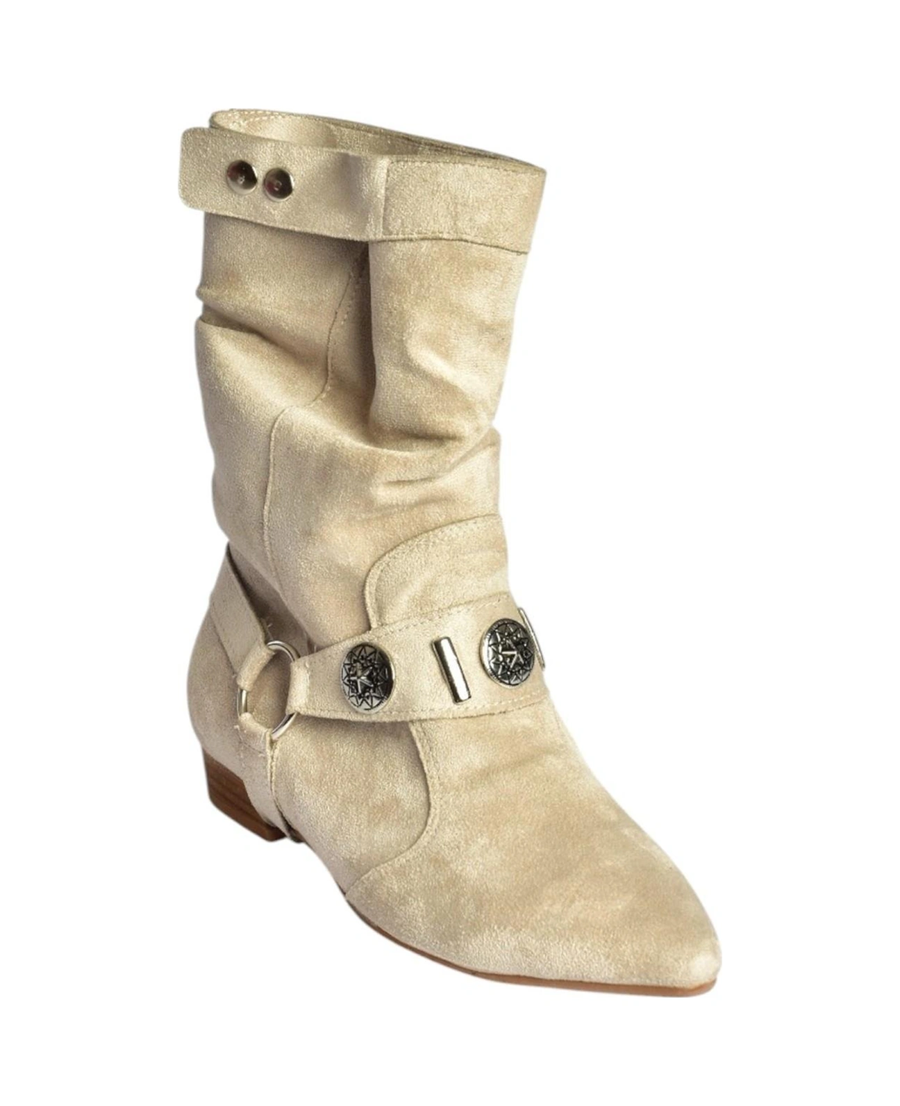 Fox Shoes V380519002 Bej Süet Düz Tabanlı Rahat Kalıp Kadın Bot Bej-süet