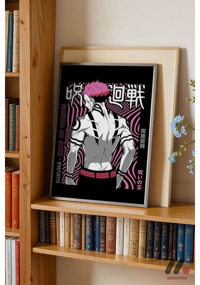 Jujutsu Kaisen Sukuna Poster, Siyah Çerçeveli Duvar Tablosu - Anime Severlere Özel Hediye