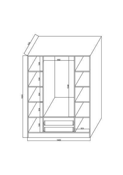 Kuzeylife Elegante Modern Tasarımlı Membran Kapaklı 4 Kapılı Gardırop (52cm Derinlik)