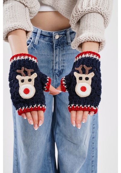 Dark Blue Deer Tasarım Eldiven Çok Renkli