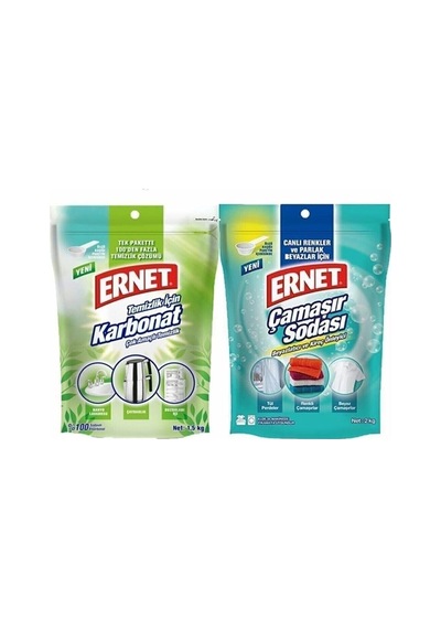 Ernet Temizlik Için Karbonat 1.5 Kg + Çamaşır Sodası 2 Kg