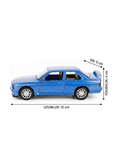 Bmw M3 E30 Işıklı Sesli 1:36 Ölçekli Metal Çek-bırak Mekanizmalı Kapıları Açılabilir Oyuncak Araba Mavi