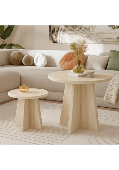 Luna Model 2 Li Orta Sehpa Seti, 58 Cm, 40 Cm Çaplı, Yükseklik 39 Cm, 46 Cm İskandinav Stil Çok Renkli