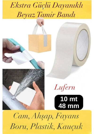 Premium Çok Amaçlı Su Geçirmez Sızdırmaz Dayanıklı Izole Beyaz Tamir Bandı 48 Mm 10 Mt 1 Adet
