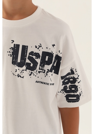U.s. Polo Assn Lisanslı Brush Pattern Krem Erkek Çocuk Bermuda Takım 5274-43029 Krem