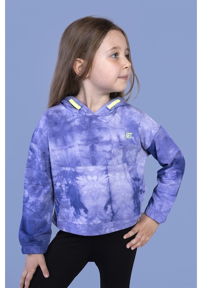 Toontoy Kız Çocuk Batik Desenli Kapüşonlu Sweatshirt Lacivert