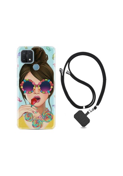 Oppo A15S Kılıf Boyun Askılı Sugar And Woman 1418