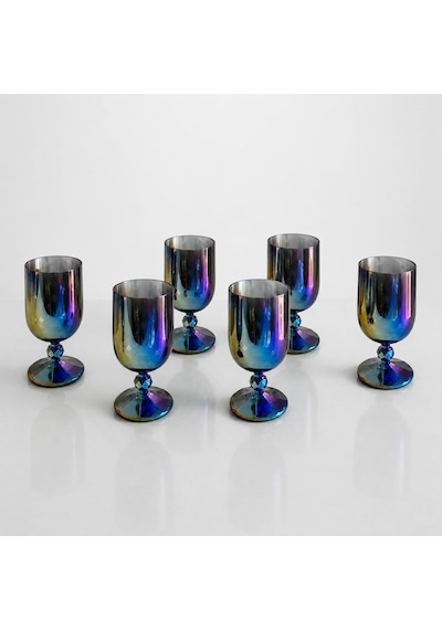 Kristal Su Bardağı,kokteyl Kadeh Seti, 135 Ml- Su Kadehi 6'li Set-gökkuşağı Diğer