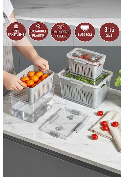 Selka Home Lavin 3'lü Saklama Kabı ( 2-4-7 Lt. )