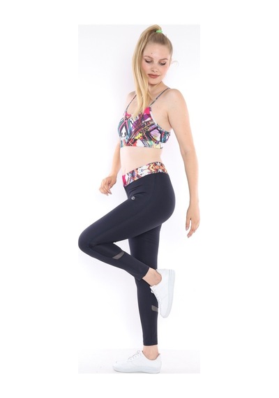 Escetic Kadın Açık Lacivert Spor Tayt Büstiyer Takım, Fitnes, Yoga, Bra-4301 - M Lacivert